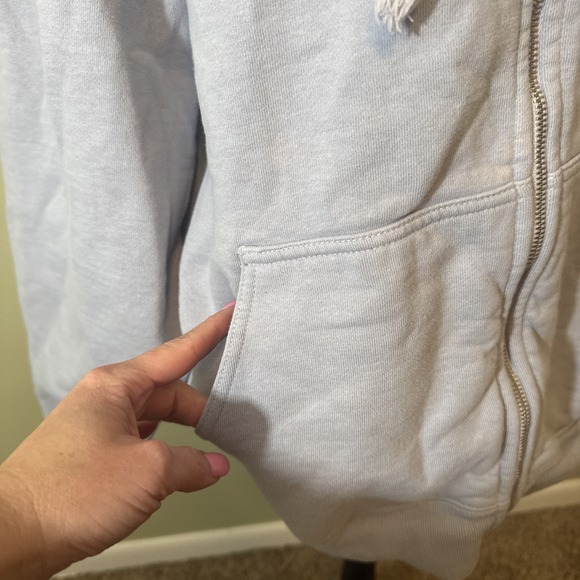 BRANDY MELVILLE John Galt Christy Hoodie Oversized Full-Zip Jacket Blue One Size - Picture 3 of 7
